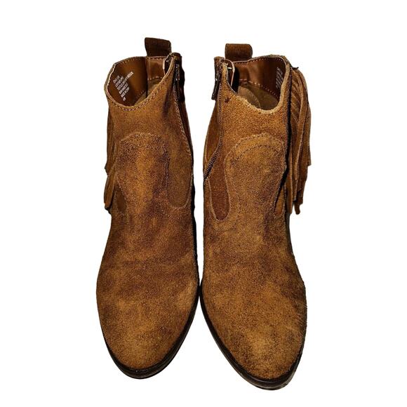 STEVE MADDEN Carmel Suede Women’s Boots Cowboy Fringe Block Heel Size 7.5 - Picture 2 of 9